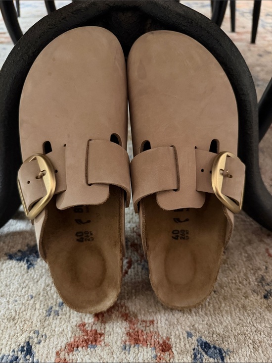 Birkenstock Shoes - Birkenstock Big Buckle Boston Clogs - Taupe - Size 9-9.5/EU 40